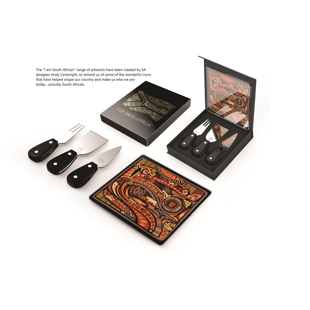 Andy Cartwright "I am South African" Cheese Set-Cheese Sets-corporate gift ideas for employees-branded corporate gifts | corporate gifts south africa | Just Brand