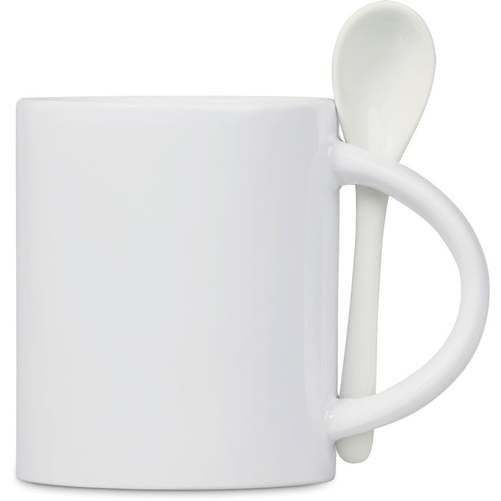 Eden Sublimation Ceramic Coffee Mug & Spoon Set - 320ml | Custom branded | Just Brand