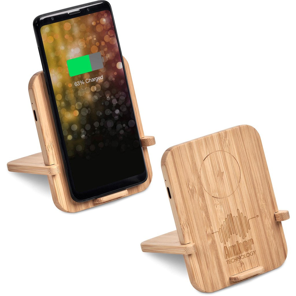 Okiyo Noryoku Bamboo Wireless Charging Phone Stand Branded