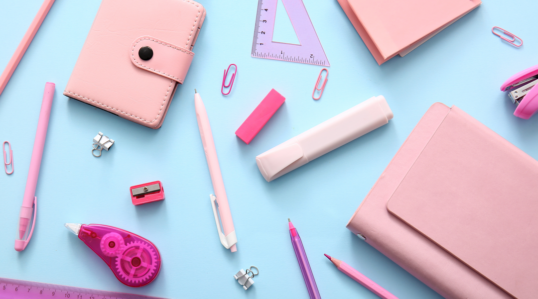 Bundle of different pink stationery - stationery pack - stationery set