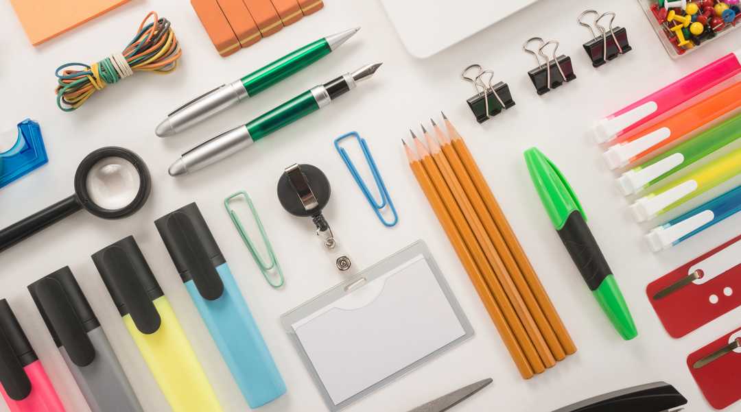 Different items of stationery and office equipment - office equipment - office furniture and equipment
