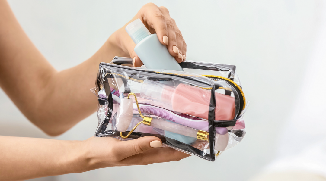 Lady using clear toiletry bag - toiletry bag - cosmetic bag