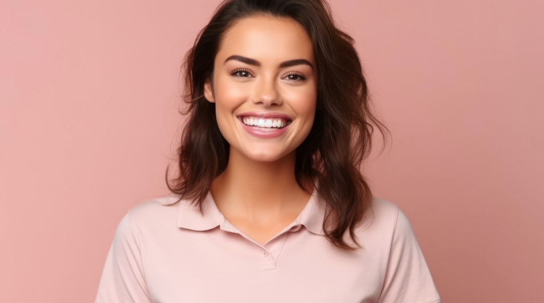 Lady wearing a pink golf shirt - Ladies golf shirts - golf shirts