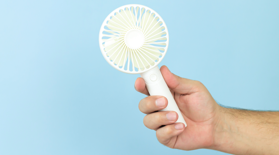 Small white handheld fan - small fan - hand held fan