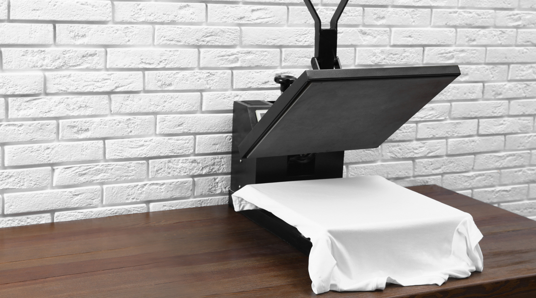 White T shirt in a heat press - heat press - heat press printing