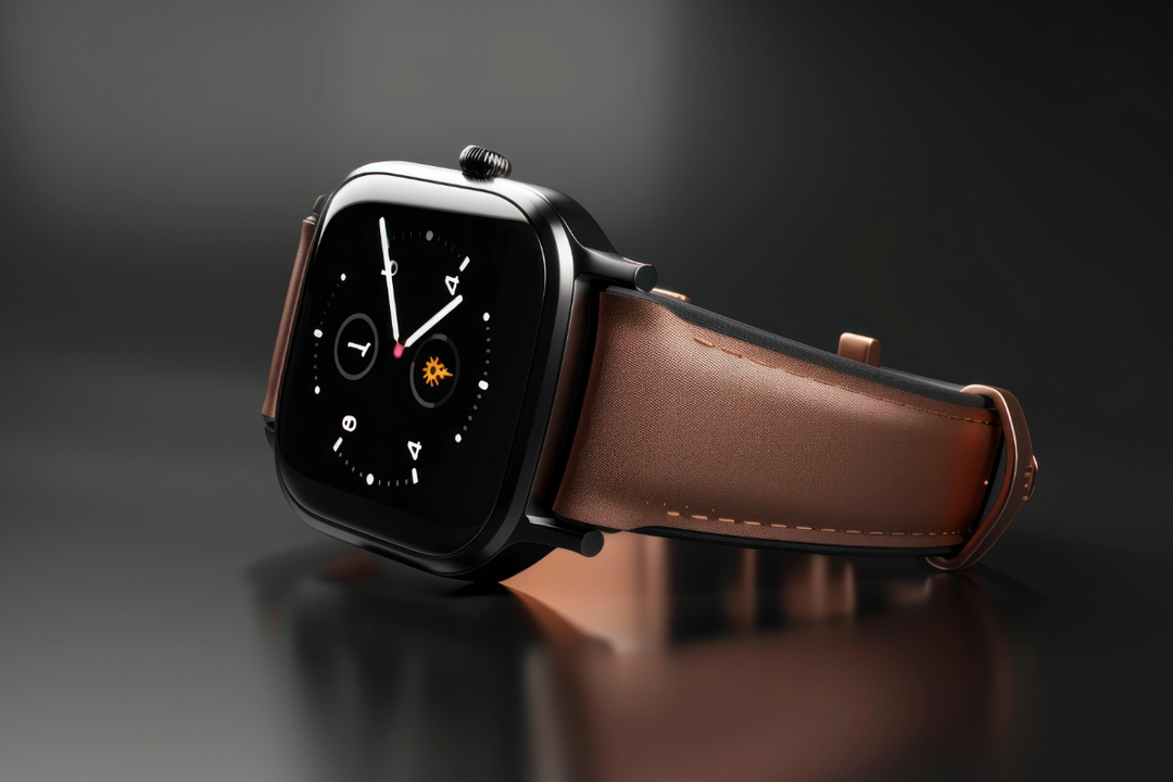 Smartwatch with a brown band/strap