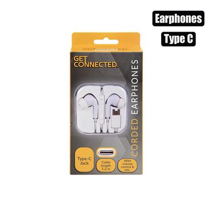 Get Connected Earphones With Mic + Volume - Type C