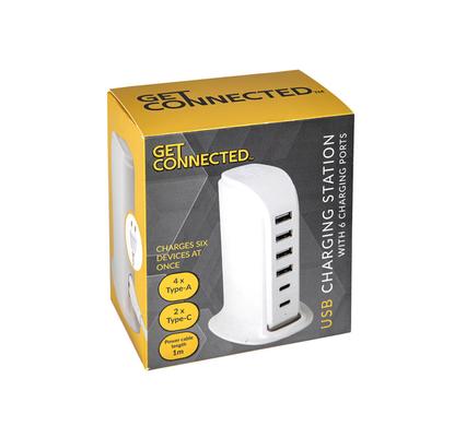Get Connected USB Multi Port Charger Type C And A