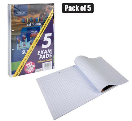 Marlin Book Exam-Pad 80-Sheets Punched 5Pk