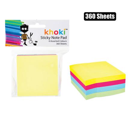 Khoki Note-Pad Self-Stick 360 Shts Col Assorted