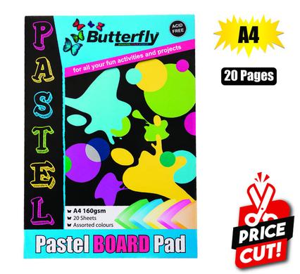Butterfly Paper A4 160Gsm 20 Sheets Pastels