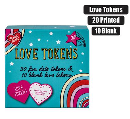 Novelty Love Tokens 20 Printed/10 Blank