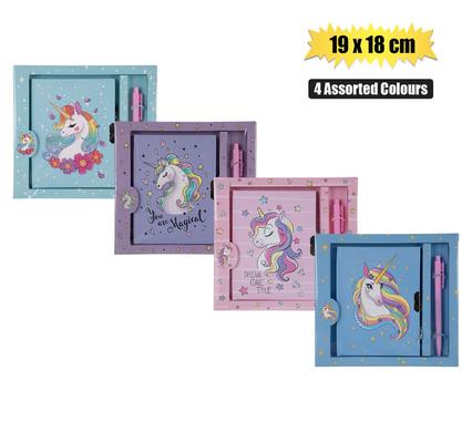 Novelty Unicorn Notebook With Pen 19X18cm