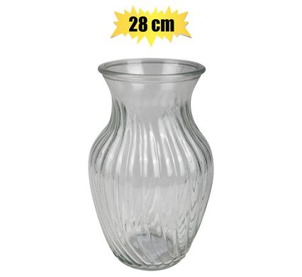 Vase Glass Clear Ribbed Pattern 28cm