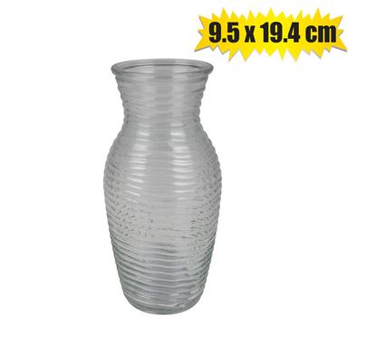 Vase Glass Clear Barrel Shape 9.5X19.4cm