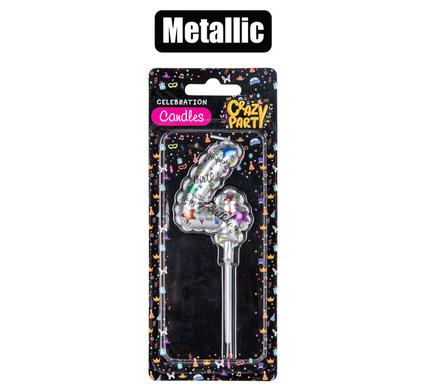 Crazy Party Candle Birthday Printed Metallic No-4