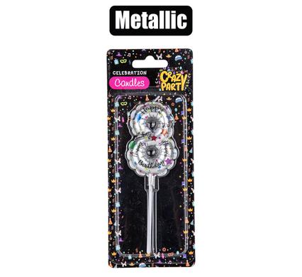 Crazy Party Candle Birthday Printed Metallic No-8
