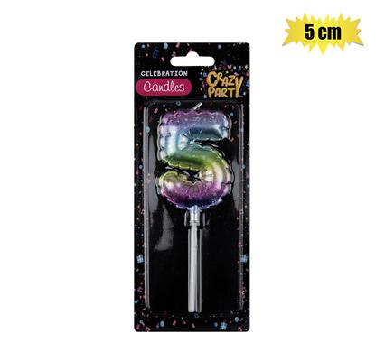 Crazy Party Candle Birthday Balloon-5 Rainbow 5cm