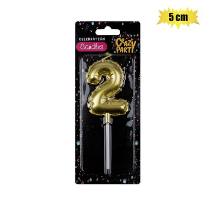 Crazy Party Candle Birthday Balloon No.2-Gld 5cm