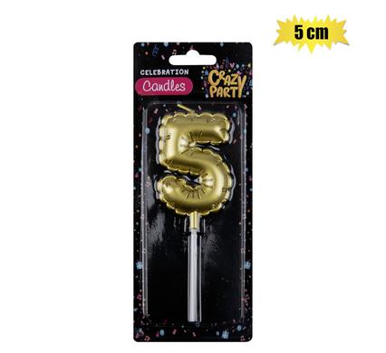 Crazy Party Candle Birthday Balloon No.5-Gld 5cm