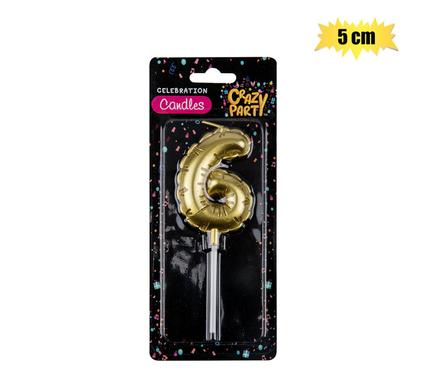 Crazy Party Candle Birthday Balloon No.6-Gld 5cm