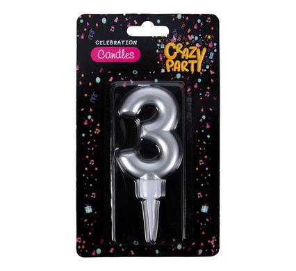 Crazy Party Candle Birthday Large Foil Number-3