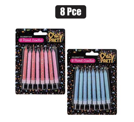 Crazy Party Candle Birthday Pastel 8Pce