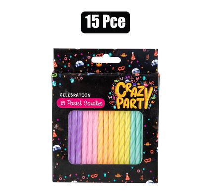 Crazy Party Candle Birthday Pastel 15Pce