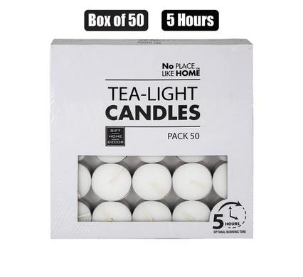 No Place Like Home Candle Tea-Light White 3.5cm Box-50