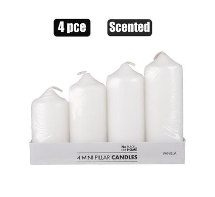 No Place Like Home Candle-Set 4 Piece Mini Pillars Astd Scented