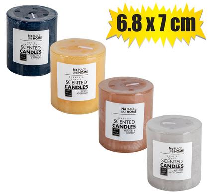 No Place Like Home Candle Pillar Round 6.8X7 Revive Assorted