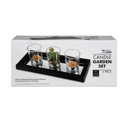 No Place Like Home Candle Garden Set Mdf Glass 6X26X11cm