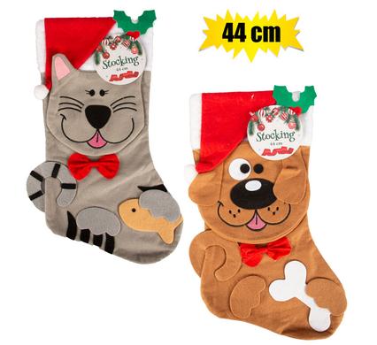 Xmas Décor Xmas Stocking Cat And Dog 44cm