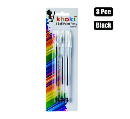 Khoki Pen Ball Point 3Pce Black