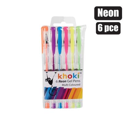 Khoki Pen Novelty Gel Neon 6Pce