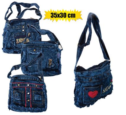 Bag Ladies Denim Assorted 35X30cm