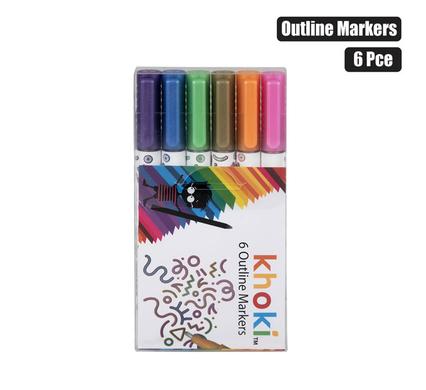 Khoki Art+Craft Glitter Outline Markers 6 Piece