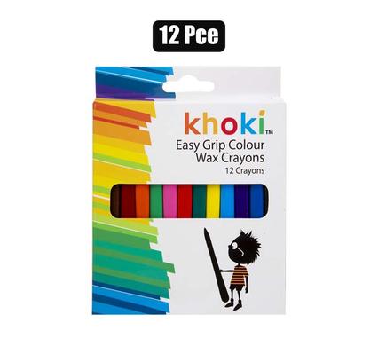 Khoki Art+Craft Crayons Wax Easy Grip 12Pce