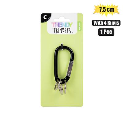 Trendy Trinkets Keychain Snap Hook 1 Piece 7.5cm 4 Rings
