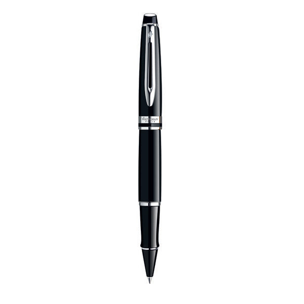 Waterman Expert Roller Ball Fine Nib Black Ink - Lacquer Black Chrome Trim
