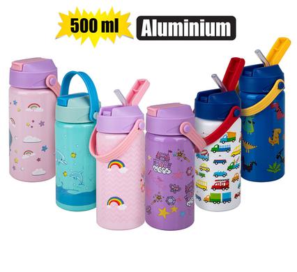 Water Bottle 500ml Aluminium With Straw
