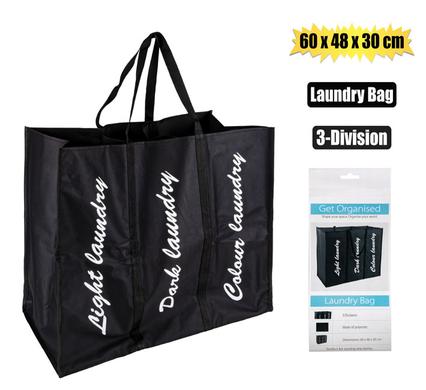 Get Organised Laundry Bag 60X48X30cm 3-Divisions