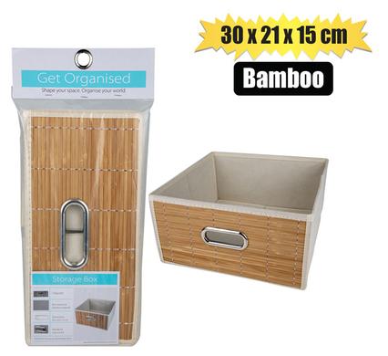 Get Organised Storage Box Non-Woven 30X30X15cm Bamboo