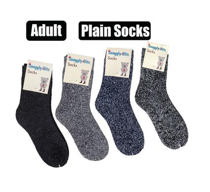 Snuggly Bits Socks Adult Plain Design Assorted