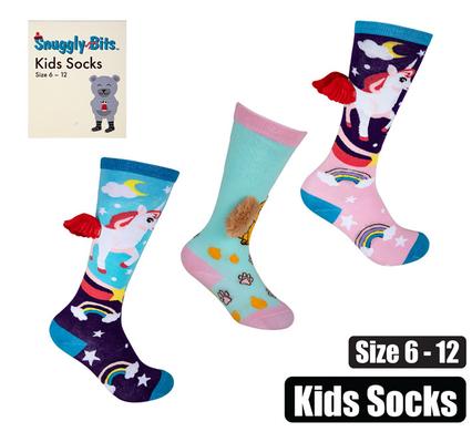 Snuggly Bits Socks Indoor 3D Long Socks Size 6-12Yrs