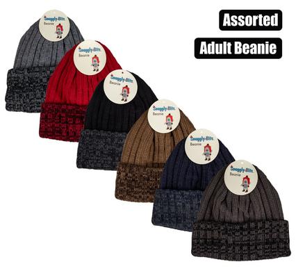 Snuggly Bits Beanie Adult Knitted Fleece 29X22cm Asst