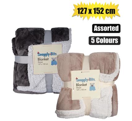 Snuggly Bits Blanket Flannel With Sherpa 127X152cm Assorted