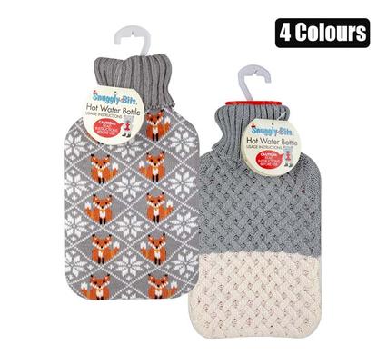 Snuggly Bits Hotwater Bottle 2L With Knit-Cover Assorted 2L