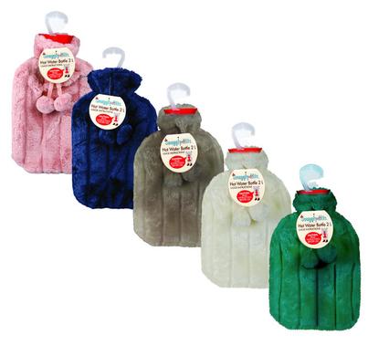 Snuggly Bits Hotwater Bottle With Faux Fur Cover 2L