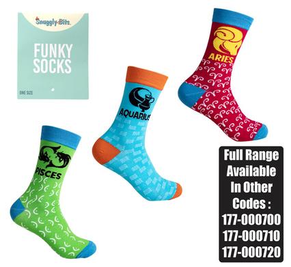 Snuggly Bits Socks Unisex Zodiac Aquaris/Pisces/Aries